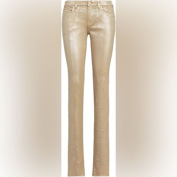 Ralph Lauren Pre-Spring Collection Sand Pearlescent Foil 160 Skinny Stretch Jean - Picture 2 of 16